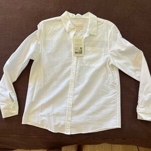 Sezane White Cotton Button-Down Shirt